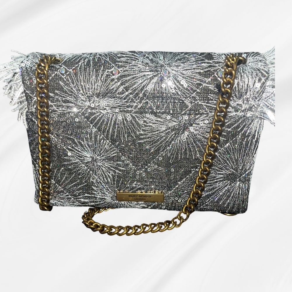 Kurt Geiger Silver Embellished Chain Shoulder Bag - Picture 15 of 15